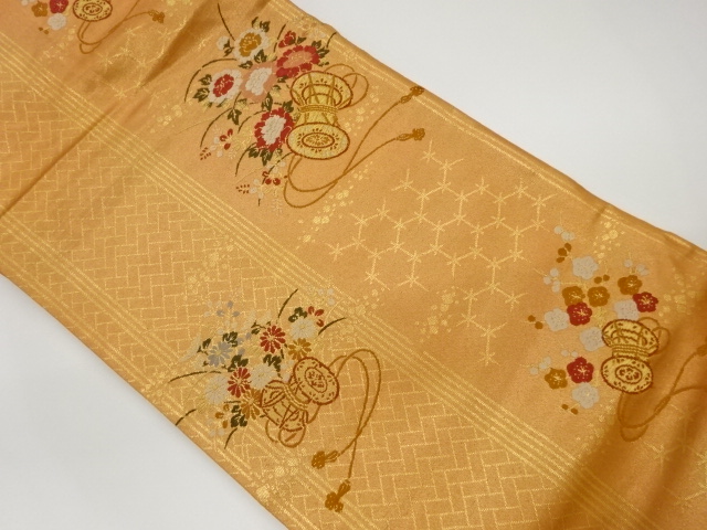 JAPANESE KIMONO / VINTAGE NAGOYA OBI / WOVEN FLOWER & HIGAKI PATTERN